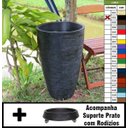 Ver imagem 1 de Kit Vaso Planta + Prato Rodízio 65x40 Oval Moderno Polietileno - Preto 002