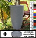 Ver imagem 1 de Kit Vaso Planta + Prato Rodízio 65x40 Oval Moderno Polietileno - Cinza Cimento 004