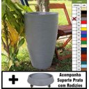Ver imagem 1 de Kit Vaso Planta + Prato Rodízio 65x40 Oval Moderno Polietileno - Cinza Cimento 004