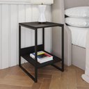 Ver imagem 1 de Mesa Cabeceira Industrial Preta Tókio Base Ferro Preto Cor: Preto