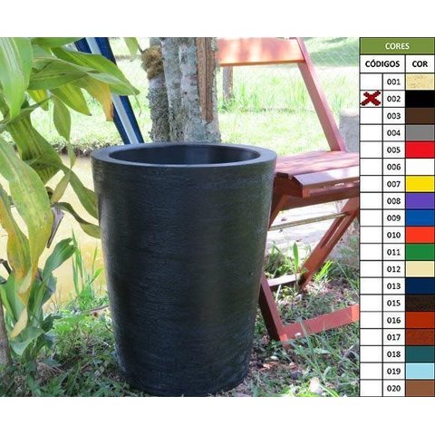 Kit 2 Vaso Planta 50x40 Redondo Cônico Polietileno - PRETO 002