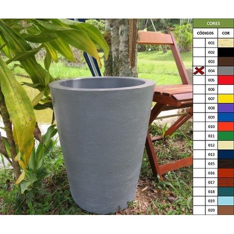 Kit 2 Vaso Planta 50x40 Redondo Cônico Polietileno - CINZA CIMENTO 004
