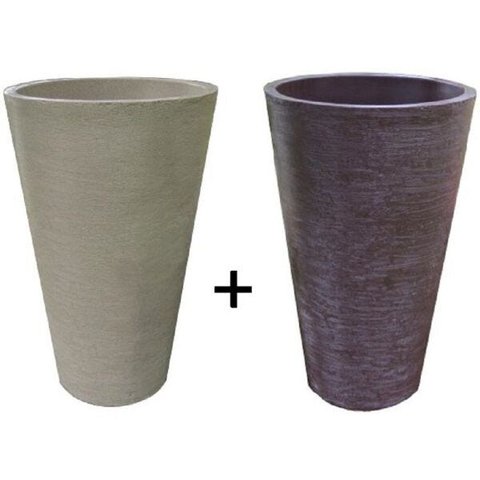 Kit 2 Vaso Planta 75x50 Redondo Cônico Polietileno - CORES VARIADAS