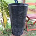 Ver imagem 2 de Kit 2 Vaso Planta 75x50 Redondo Cônico Polietileno - PRETO 002