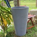 Ver imagem 2 de Kit 2 Vaso Planta 75x50 Redondo Cônico Polietileno - CINZA CIMENTO 004