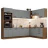 Armário de Cozinha Completa de Canto 479cm Rustic Cinza Agata Madesa 01 - 3