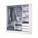 Ver imagem 2 de Guarda Roupa Solteiro Santiago Plus 3 Portas 2 Gavetas Cem Espelho Carioca Moveis Branco