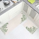 Ver imagem 2 de Jogo Tapete Natural Algodão Antiderrapante 3 Peças Flores Verde FASTLAR Jogo de Tapetes