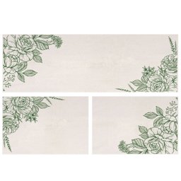 Jogo Tapete Natural Algodão Antiderrapante 3 Peças Flores Verde FASTLAR Jogo de Tapetes - 1