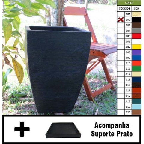 Kit Vaso Planta + Prato 60x40 Moderno Trapézio Polietileno - PRETO 002