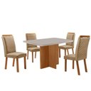 Ver imagem 3 de Mesa Jantar Olimpia 4 Lugares MDF Vidro Cadeiras Lorena Off White Moderna
