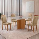 Ver imagem 1 de Mesa Jantar Olimpia 4 Lugares MDF Vidro Cadeiras Lorena Off White Moderna