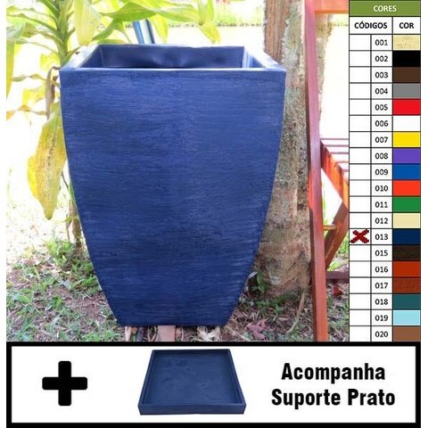 Kit Vaso Planta + Prato 60x40 Moderno Trapézio Polietileno - AZUL ESCURO 013