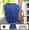 Ver imagem 1 de Kit Vaso Planta + Prato 60x40 Moderno Trapézio Polietileno - AZUL ESCURO 013