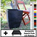 Ver imagem 1 de Kit Vaso Planta + Prato Rodízio 45x35 Moderno Trapézio Polietileno - Preto 002