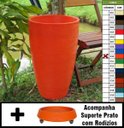 Ver imagem 1 de Kit Vaso Planta + Prato Rodízio 65x40 Oval Moderno Polietileno - LARANJA SUNSET 010