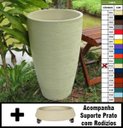 Ver imagem 1 de Kit Vaso Planta + Prato Rodízio 65x40 Oval Moderno Polietileno - Bege Castanha 012