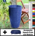 Ver imagem 1 de Kit Vaso Planta + Prato Rodízio 65x40 Oval Moderno Polietileno - Azul Escuro 013