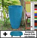 Ver imagem 1 de Kit Vaso Planta + Prato Rodízio 65x40 Oval Moderno Polietileno - AZUL TURQUESA 018