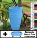 Ver imagem 1 de Kit Vaso Planta + Prato Rodízio 65x40 Oval Moderno Polietileno - AZUL BEBE 019