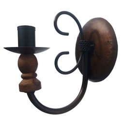 Arandela Decorativa para Sala de Jantar Artesanato Ferro e Madeira - Verniz - 1