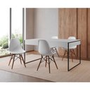 Ver imagem 1 de Mesa Jantar Industrial Retangular Filadélfia Branca 137x90cm Base Ferro Preto com 4 Cadeiras Brancas