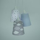 Ver imagem 2 de Lustre Pendente Quarto Infantil Nuvens Cinza e Branco