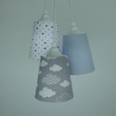 Ver imagem 3 de Lustre Pendente Quarto Infantil Nuvens Cinza e Branco