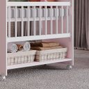 Ver imagem 2 de Mini Berço Móvel Outside Grade Móvel com Rodízios Giratórios: Branco Rosa