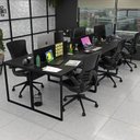 Ver imagem 1 de Escrivaninha Mesa Escritório 6 Lugares 360cm Industrial Preto