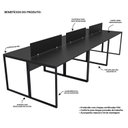 Ver imagem 6 de Escrivaninha Mesa Escritório 6 Lugares 360cm Industrial Preto