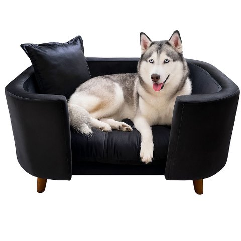 Sofá Caminha Grande Porte Pet Luxo em Sued Premium:preto