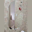 Ver imagem 2 de Espelho Oval de Parede Vidro Lapidado Decoração Quarto Sala Banheiro para Maquiagem 50x40