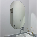 Ver imagem 1 de Espelho Oval de Parede Vidro Lapidado Decoração Quarto Sala Banheiro para Maquiagem 50x40