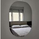 Ver imagem 3 de Espelho Oval de Parede Vidro Lapidado Decoração Quarto Sala Banheiro para Maquiagem 50x40