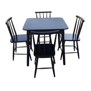 Jogo de Jantar Colonial Brisa Mesa 80x80cm Preta + 04 Cadeiras Pretas - Rustico Linda