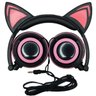 Fone Ouvido Headphone com Fio Estéreo Orelha Gato Gatinho LED Infantil P2 Exbom Hf-C22 Preto Rosa - 3