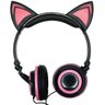 Fone Ouvido Headphone com Fio Estéreo Orelha Gato Gatinho LED Infantil P2 Exbom Hf-C22 Preto Rosa - 2