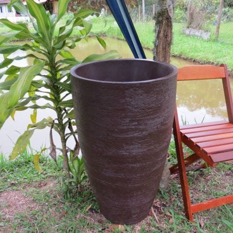Kit 2 Vaso Planta 65x40 + 80x50 Oval Moderno Polietileno - MARROM CAFE 003