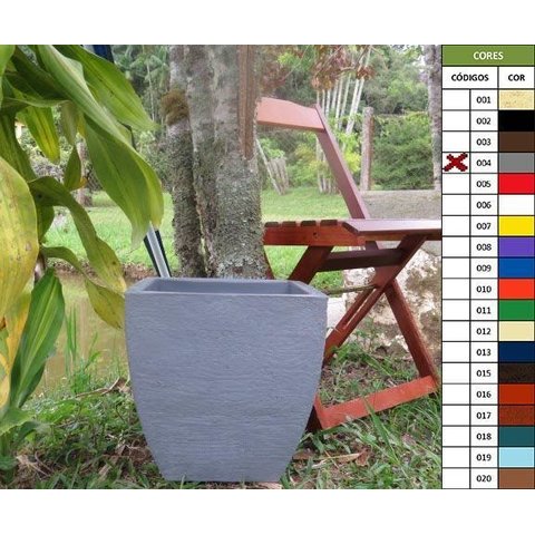 Kit 2 Vaso Planta 30x30 Moderno Trapézio Polietileno - CINZA CIMENTO 004