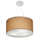 Ver imagem 1 de Lustre Pendente Cilíndrico Vivare Md-4186 Cúpula em Tecido 45x25cm - Bivolt - Palha - Bivolt