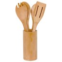 Ver imagem 1 de Conjunto de Utensilios de Bambu - 5 Itens - Ecologico Mimo