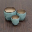 Ver mais imagens de Cachepô Vaso Decorativo Planta Cerâmica Cinza 3 Peças