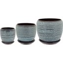 Ver imagem 1 de Cachepô Vaso Decorativo Planta Cerâmica Cinza 3 Peças