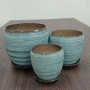 Ver imagem 2 de Cachepô Vaso Decorativo Planta Cerâmica Cinza 3 Peças