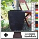 Ver imagem 1 de Kit Vaso Planta + Prato 45x35 Moderno Trapézio Polietileno - MARROM MADEIRA 015