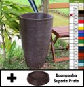 Ver imagem 1 de Kit Vaso Planta + Prato 65x40 Oval Moderno Polietileno - MARROM CAFE 003