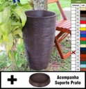 Ver imagem 1 de Kit Vaso Planta + Prato 65x40 Oval Moderno Polietileno - MARROM MADEIRA 015