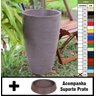Kit Vaso Planta + Prato 65x40 Oval Moderno Polietileno - MARROM CHOCOLATE 020 - 1