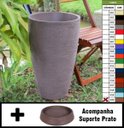 Ver imagem 1 de Kit Vaso Planta + Prato 65x40 Oval Moderno Polietileno - MARROM CHOCOLATE 020